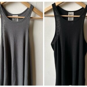 FREE PEOPLE Clean Lines Gray & Black Ribbed Racerback Tank Tops | 2 PC. SET XS
